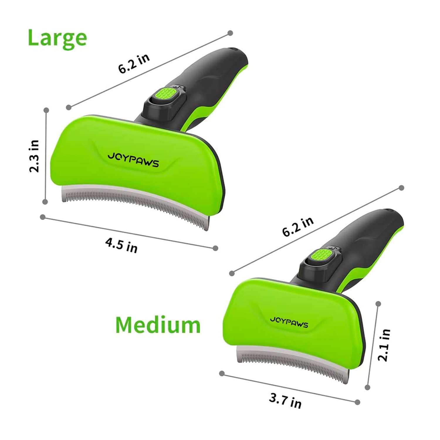 Pet Grooming Brush for Dogs and Cats, Green, Effectively Reduces Shedding by up to 95%, Self-Cleaning, Long or Short Hair Remover for Medium Dogs & Cats