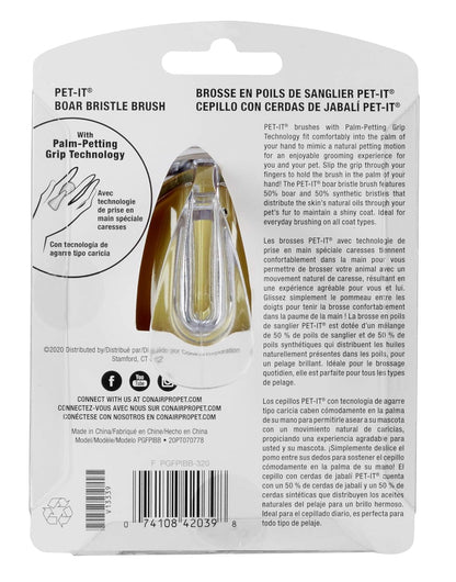 Pet Brush with Ergonomic Pet-It Design, Dog Brush for Shedding, Boar Bristles,Yellow
