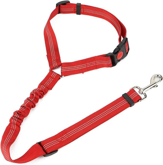 Dog Seat Belt, 2 Pack Adjustable Dog Seat Belt Harness, Dog Vehicle Seat Belt, Car Headrest Restraint Pet Leash for Driving/Travel/Daily Use（Red） (YUNTA9211)