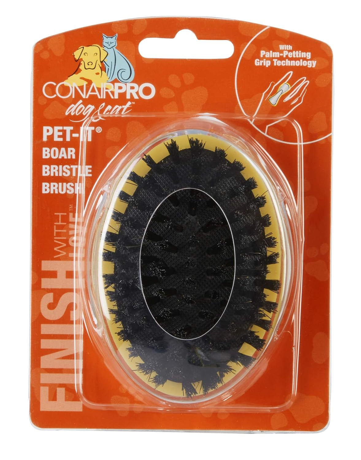 Pet Brush with Ergonomic Pet-It Design, Dog Brush for Shedding, Boar Bristles,Yellow