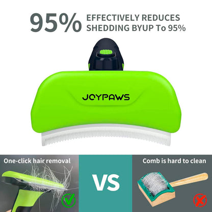 Pet Grooming Brush for Dogs and Cats, Green, Effectively Reduces Shedding by up to 95%, Self-Cleaning, Long or Short Hair Remover for Medium Dogs & Cats