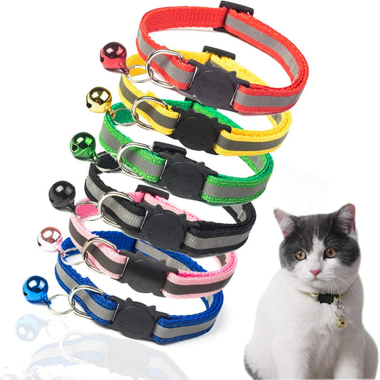 Breakaway Cat Collar with Bell, Kitten Collars Reflective Cat Collars - Ideal Size Pet Collars for Cats or Small Dogs