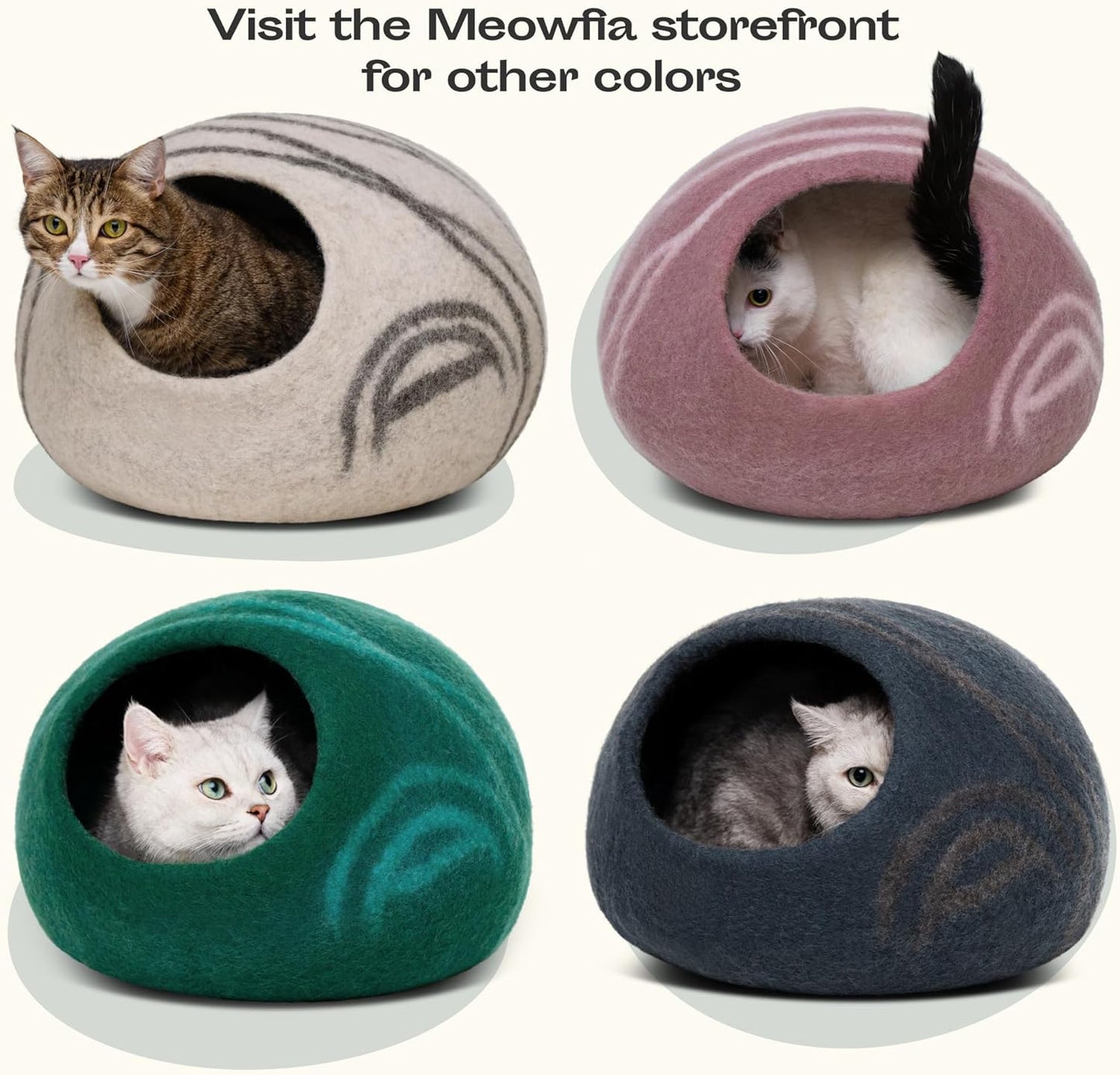 Cat Cave – Premium Felt Cat Bed for Indoor Cats, Handmade 100% Merino Wool (Aquamarine, Medium)