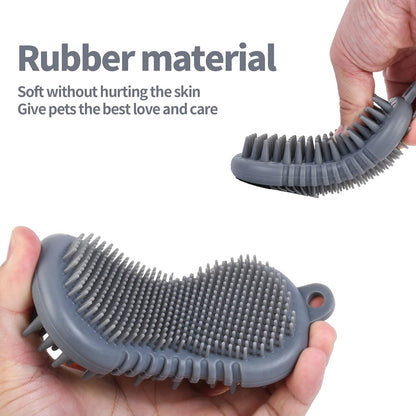 Pet Grooming Shampoo Brush, 2021 Newest Silicone Bath Brush Soothing Massage Bristles for Dogs and Cats with Long Short Hair Washing, Gently Removes Loose & Shed Fur (5 Inch, Slate Gray)